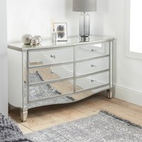 Elysee - Mirrored 6 Drawer Wide Chest - Mirror - Glass - Happy Beds