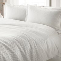 The Linen Yard Waffle Duvet Cover Set - White Cotton - Size Super King