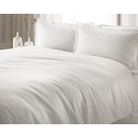 The Linen Yard Waffle Duvet Set White Cotton - Size King