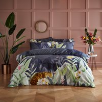 Paoletti 200 Thread Count Artemis Botanic Luxury Leopard Duvet Cover Set - Multicolour Cotton - Size Super King