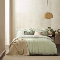 Yard Hebden Mélange Stripe Duvet Cover Set - Green Cotton - Size Super King