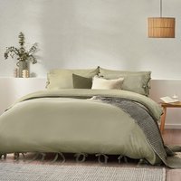 Yard Mallow Bowtie Cotton Duvet Cover Set - Sage Green - Size King