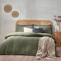 Yard Chunky Waffle 100% Cotton Duvet Cover Set - Light Green - Size King