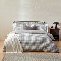 Yard Barton Check 100% Cotton Duvet Cover Set - Grey - Size Super King