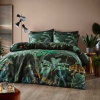 Paoletti 200 Thread Count Midnight Tropics Siona Duvet Cover Set - Multicolour Cotton - Size Double