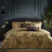 Paoletti Moondusk Exotic Animal Jacquard Duvet Cover Set - Gold - Size Super King
