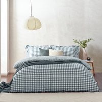 Yard Barton Check 100% Cotton Duvet Cover Set - Navy - Size Super King