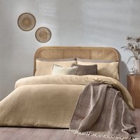 Yard Chunky Waffle 100% Cotton Duvet Cover Set - Beige - Size Double