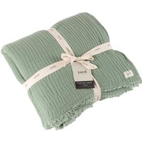 Yard Lark Crinkle Cotton Fringed Throw - Green - One Size