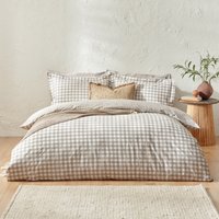 Yard Barton Check 100% Cotton Duvet Cover Set - Natural - Size Super King