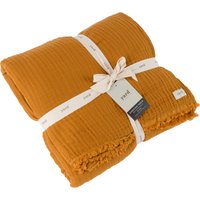 Yard Lark Crinkle Cotton Fringed Throw - Ginger - One Size