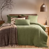 Yard Ribble Acid Washed Duvet Cover Set - Khaki Cotton - Size Double