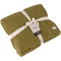 Yard Lark Crinkle Cotton Fringed Throw - Khaki - One Size