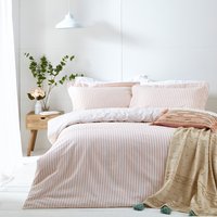 The Linen Yard Hebden Striped Reversible Duvet Cover Set - Blush Cotton - Size Super King