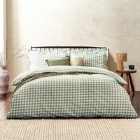 Yard Barton Check 100% Cotton Duvet Cover Set - Green - Size Super King