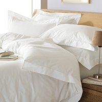 Paoletti Oxford Duvet Cover Set - White Cotton - Size Super King