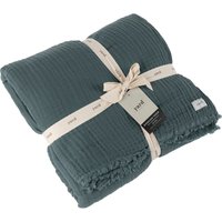 Yard Lark Crinkle Cotton Fringed Throw - Blue - One Size