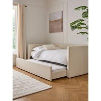 Very Home Floren Boucle Day Bed With Low Level Trundle And Mattress Options (Buy & Save!) - Fsc&Reg; Certified - Bed With Fold-Away Trundle And 2 Microquilt Mattresses