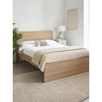 Very Home Camberley Bed Frame With Mattress Options (Buy & Save!) - Light Oak - Bed Frame With Microquilt Mattress