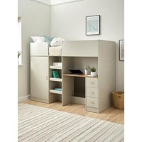Very Home Daisy High Sleeper Bed With Drawers, Desk And Wardrobe And Mattress Options (Buy & Save!)