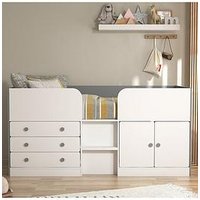 Very Home Peyton Kids Mid Sleeper Bed With Drawers, Cupboard And Mattress Options (Buy And Save!)
