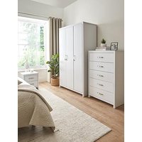 Very Home Ely 3 Piece Package - 3 Door Wardrobe, 5 Drawer Chest And 2 Drawer Bedside Chest