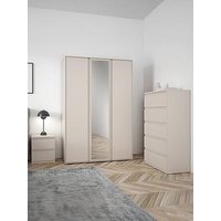 Very Home Lisson 3 Piece Bedroom Furniture Set - 3 Door Mirrored Wardrobe, 5 Drawer Chest And 2 Drawer Bedside Table - Oatmeal - Fsc&Reg; Certified