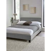 Very Home Marston Faux Leather Bed Frame With Mattress Options (Buy And Save!) - Grey -  - Fsc&Reg; Certified - Bed Frame With Microquilt Mattress