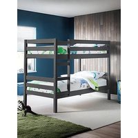 Julian Bowen Camden Bunk Bed With Spring Mattresses Option - Anthracite Grey - Bed Frame With 2 Mattresses