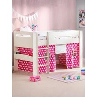 Julian Bowen Nova White Midsleeper Bed With Pink Star Tent