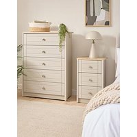 One Call Alderley Ready Assembled 3 Piece Package - Chest Of 5 Drawers And 2 Bedside Chests