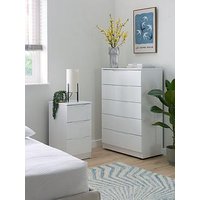 One Call Monaco Ready Assembled 3 Piece Gloss Package - 5 Drawer Chest And 2 Bedside Chests - Express Delivery Available