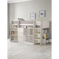 Julian Bowen Saturn Midsleeper Bed With Desk, Bookcases And 3 Drawer Chest - Taupe
