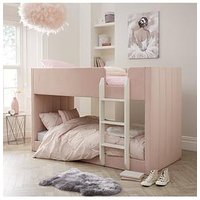 Very Home Panelled Velvet Bunk Bed With Mattress Options (Buy & Save!) - Pink - Bed Frame With Standard Mattress