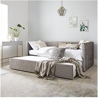Very Home Connie Crushed Velvet Day Bed With Low Level Trundle And Mattress Options (Buy And Save!)- Fsc&Reg; Certified - Bed Frame With Airsprung Memory Foam Mattress