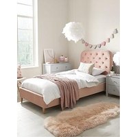 Very Home Freya Velvet Fabric Single Kids Bed Frame And Headboard With Mattress Options (Buy & Save!) - Pink - Fsc&Reg; Certified - Bed Frame With Premium Mattress