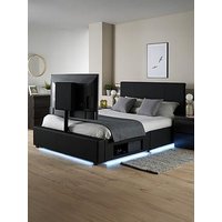Xr Living Ava Faux Leather King Size Tv Bed Frame With Underbed Led Lighting