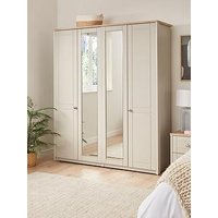 One Call Alderley Part Assembled 4 Door Mirrored Wardrobe