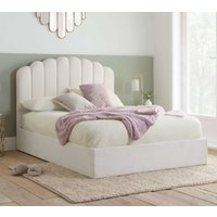 Monaco - King Size - Boucle Ottoman Storage Bed - White - Fabric - 5ft - Happy Beds